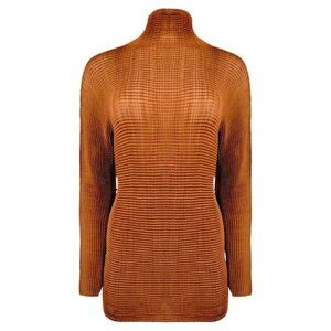 Issey Miyake Pleated Copper Mock Neck Tunic